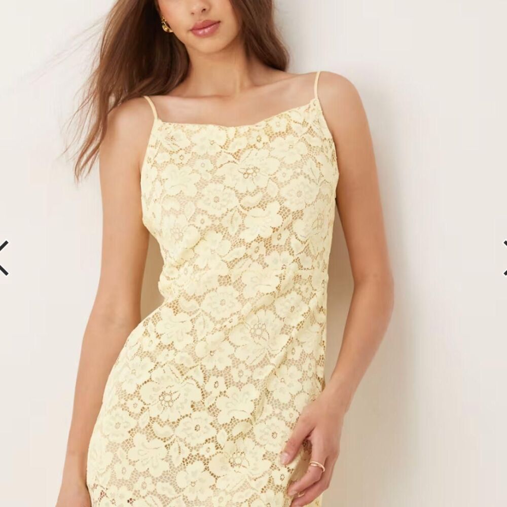 For-love-lemons Women's Yellow and Cream Dress